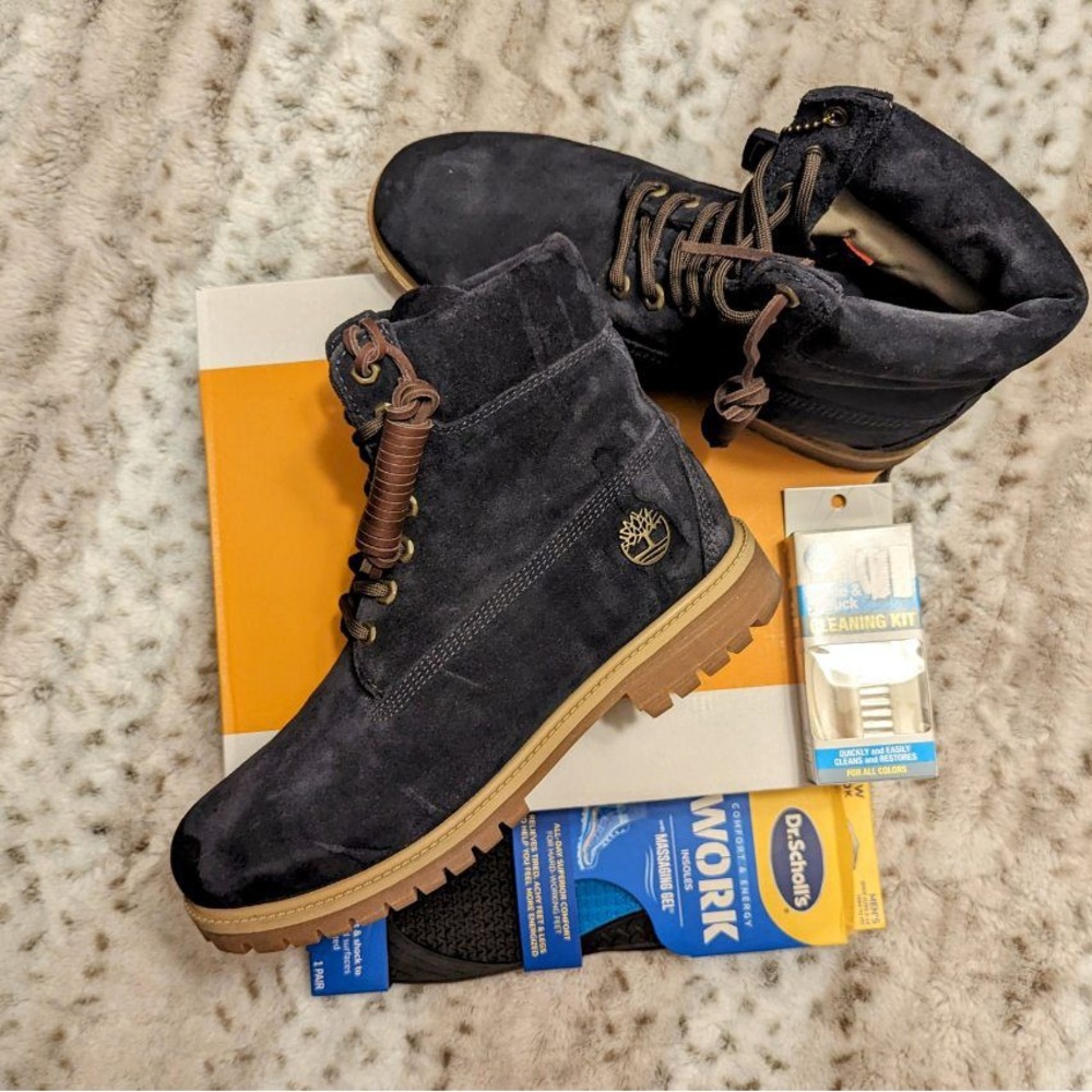 2024 Timberland Heritage Collection Indigo Blue Suede 6” Stead Boots Men’s 10 - Picture 3 of 13